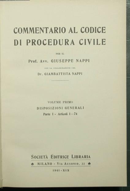 Commentario al Codice di procedura civile - Voll. I/III - Giuseppe Nappi - copertina
