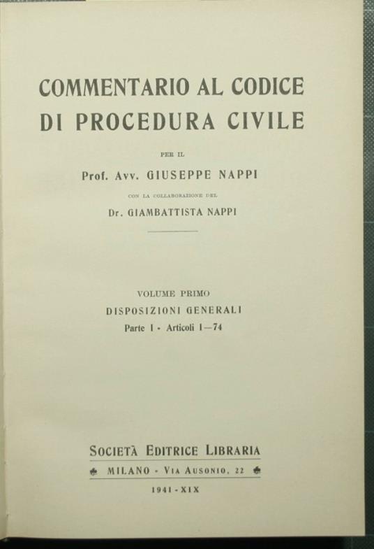 Commentario al Codice di procedura civile - Voll. I/III - Giuseppe Nappi - copertina