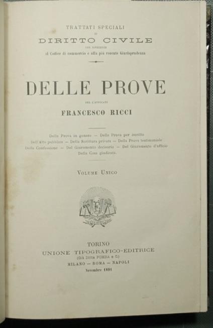Delle prove - Francesco Ricci - copertina