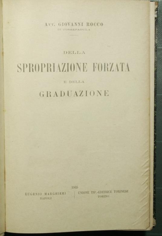 Della spropriazione forzata e della graduazione - Giovanni Rocco - copertina