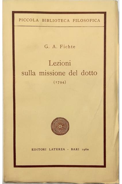 Lezioni sulla missione del dotto (1794) - copertina