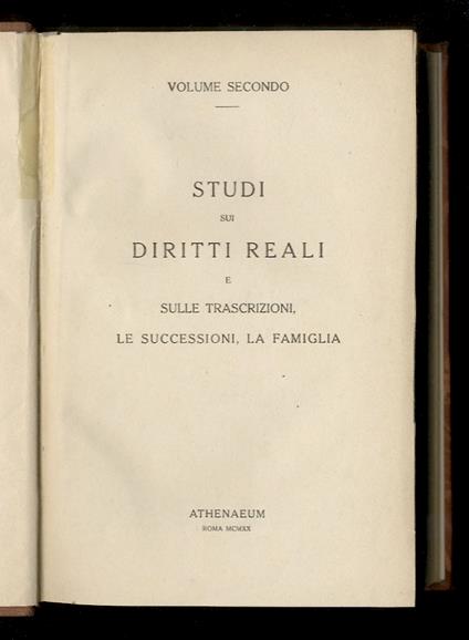 Studi sui diritti reali e sulle trascrizioni, le successioni, la famiglia - copertina