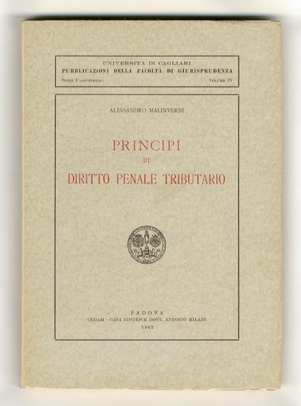 Principi di diritto penale tributario - Alessandro Malinverni - copertina