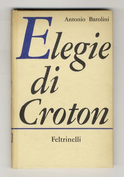Elogio di Croton - Antonio Barolini - copertina