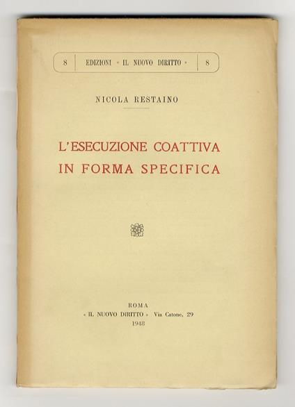 L' esecuzione coattiva in forma specifica - copertina