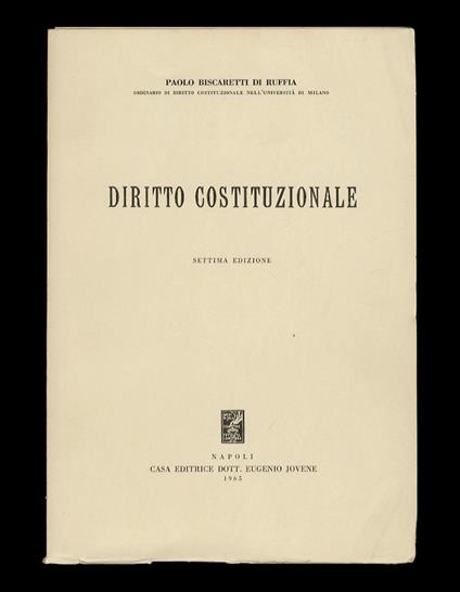 Diritto costituzionale. Settima edizione - Paolo Biscaretti di Ruffia - copertina