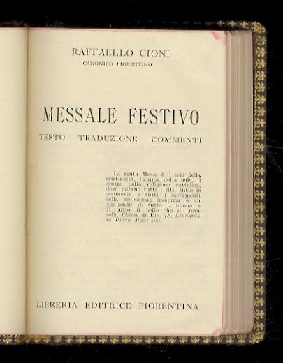 Messale festivo. Testo. Traduzione. Commenti - copertina