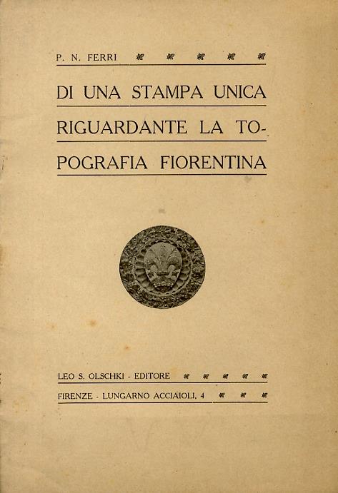 Di una stampa unica riguardante la topografia fiorentina - copertina