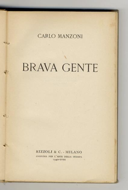 Brava gente - Carlo Manzoni - copertina