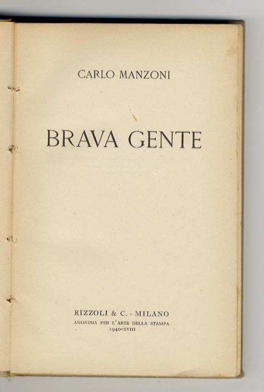 Brava gente - Carlo Manzoni - copertina