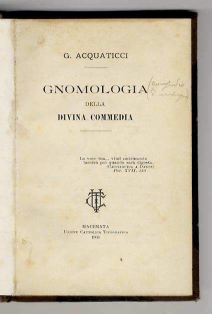 Gnomologia della Divina Commedia - copertina