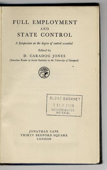 Full employement and state control - copertina