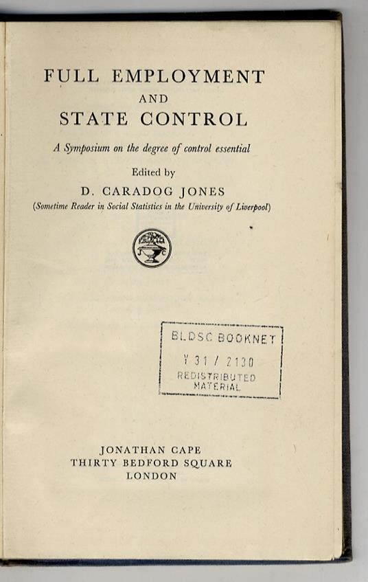 Full employement and state control - copertina
