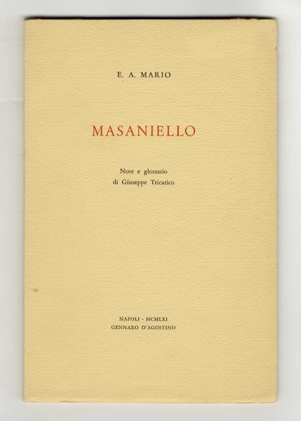 Masaniello. Note e glossario di Giuseppe Tricarico - copertina