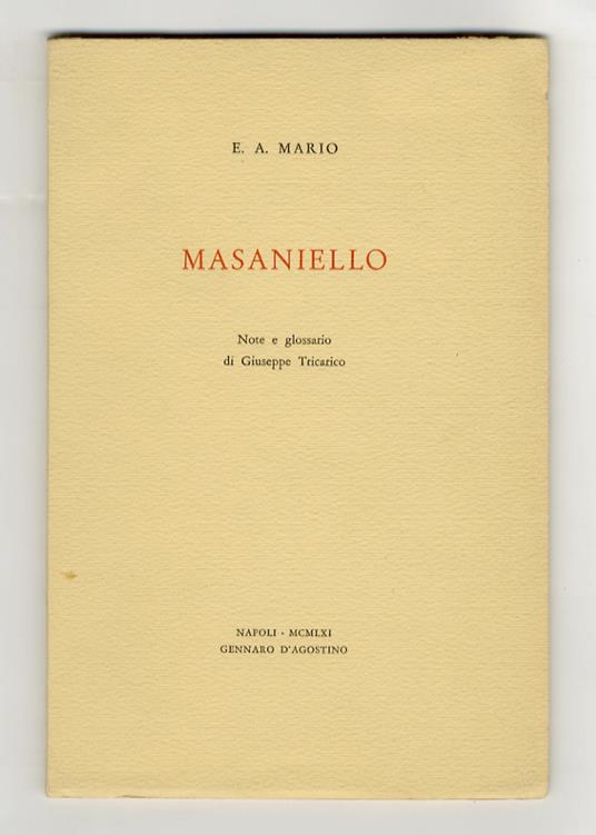Masaniello. Note e glossario di Giuseppe Tricarico - copertina
