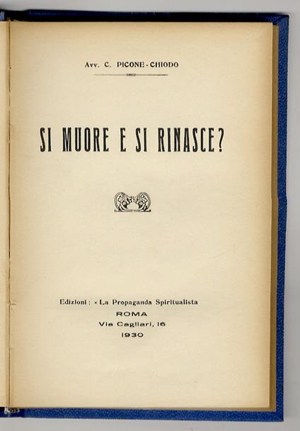 Si muore e si rinasce? - C. Picone Chiodo - copertina