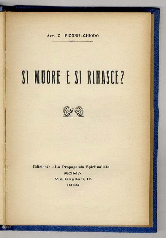Si muore e si rinasce? - C. Picone Chiodo - copertina