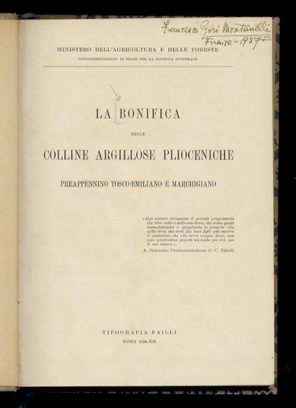BONIFICA (LA) nelle colline argillose plioceniche. Preappennino tosco-emiliano e marchigiano - copertina