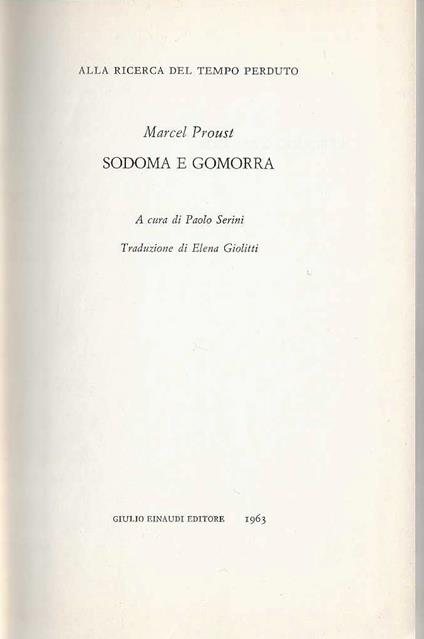 Sodoma E Gomorra - Marcel Proust - copertina