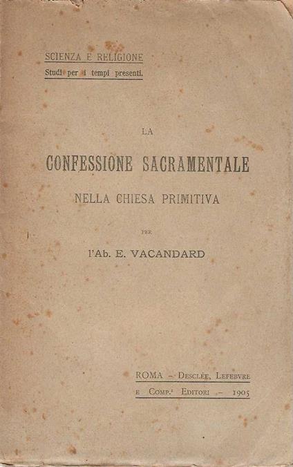 confessione sacramentale nella chiesa primitiva - copertina
