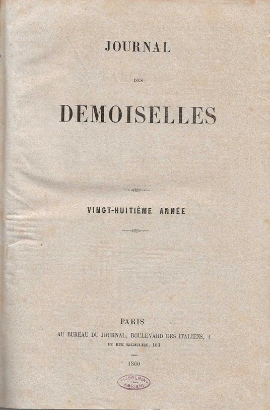 Journal des demoiselles 1860-1861 - Autori Vari - copertina