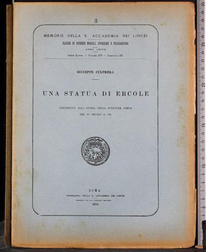 Una statua di Ercole - Giuseppe Cultrera - copertina