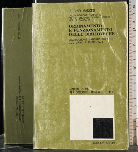 Ordinamento e funzionamento delle biblioteche - Quirino Mancini - copertina