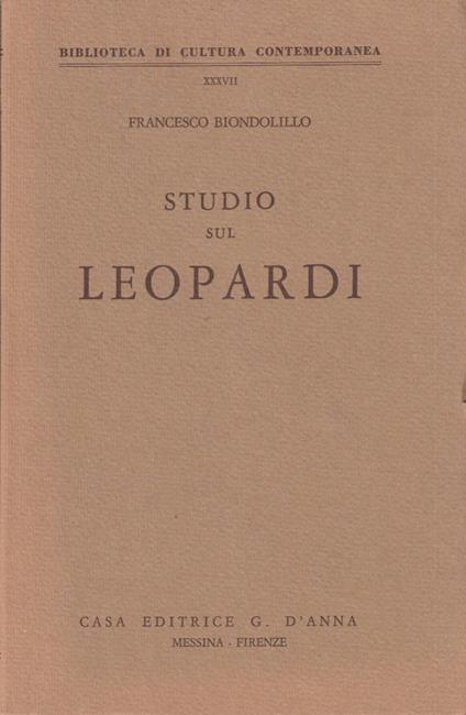 Studio sul Leopardi - Francesco Biondolillo - copertina
