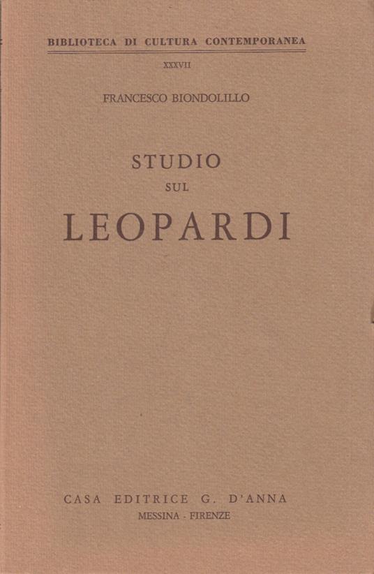 Studio sul Leopardi - Francesco Biondolillo - copertina