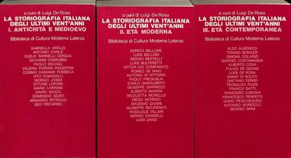 La storiografia italiana degli ultimi vent'anni. 3 Volumi - Luigi De Rosa - copertina