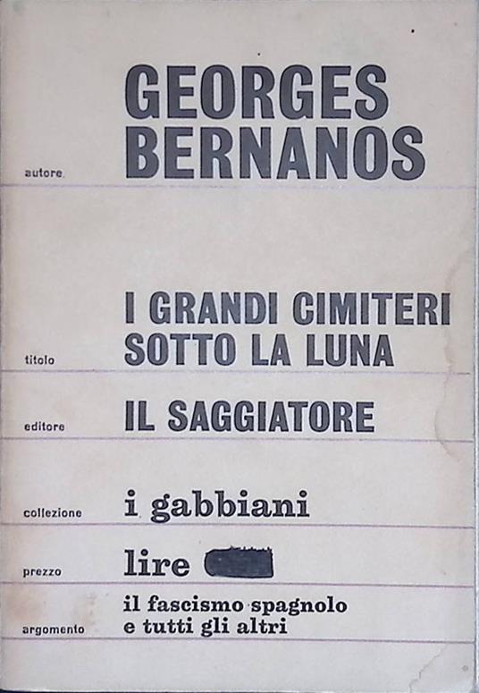 I grandi cimiteri sotto la luna - Georges Bernanos - copertina