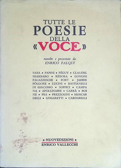 Tutte le poesie della Voce - Enrico Falqui - copertina