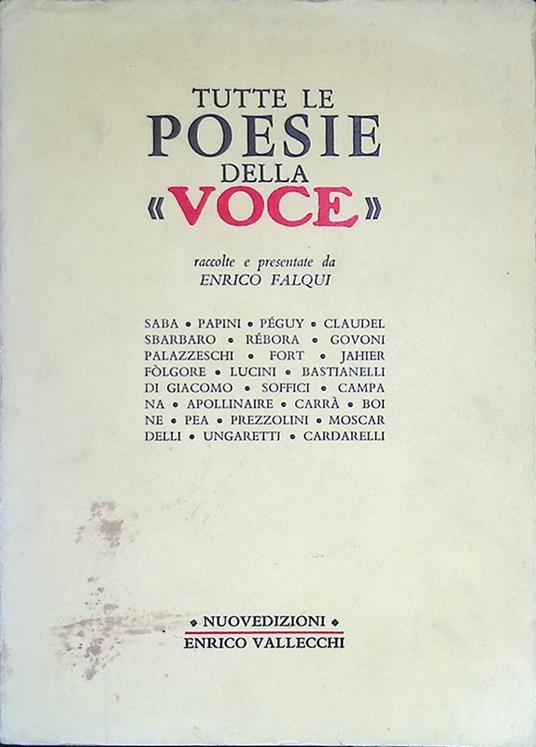 Tutte le poesie della Voce - Enrico Falqui - copertina