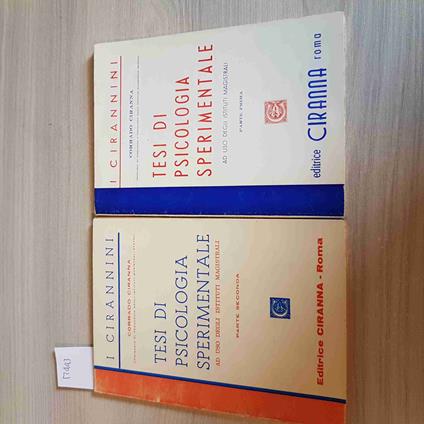 Tesi Di Psicologia Sperimentale Parte Prima + Seconda 1965 Corrado Ciranna - Corrado Ciranna - copertina