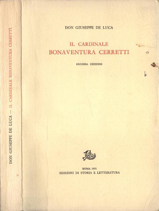 Il cardinale Bonaventura Cerretti - Giuseppe De Luca - copertina