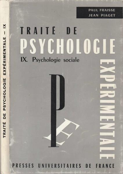 Traitè de psychologie experimentale vol IX - Paul Fraisse - copertina