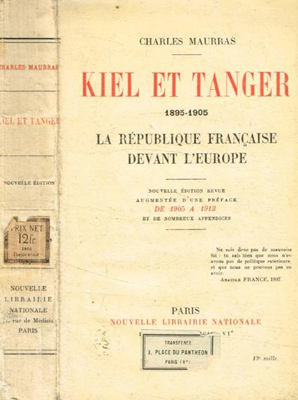 Kiel et Tanger 1895-1905 - Charles Maurras - copertina