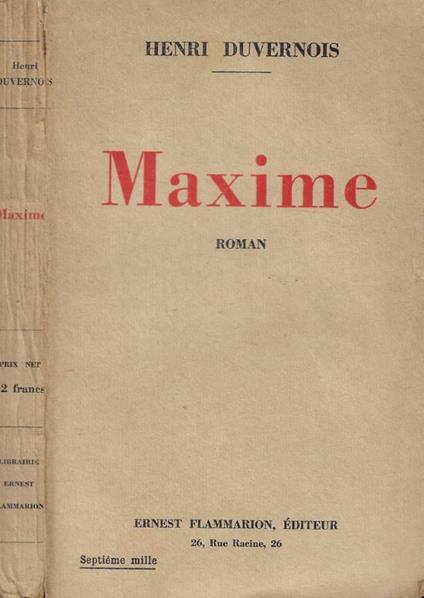 Maxime - Henri Duvernois - copertina