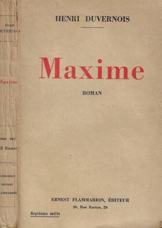 Maxime - Henri Duvernois - copertina