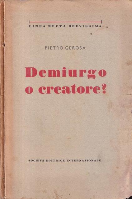 Demiurgo o creatore? - copertina