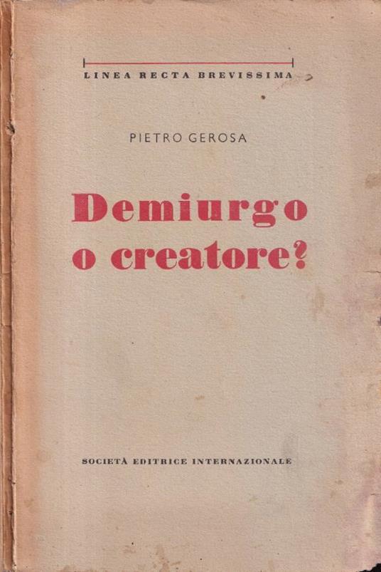 Demiurgo o creatore? - copertina