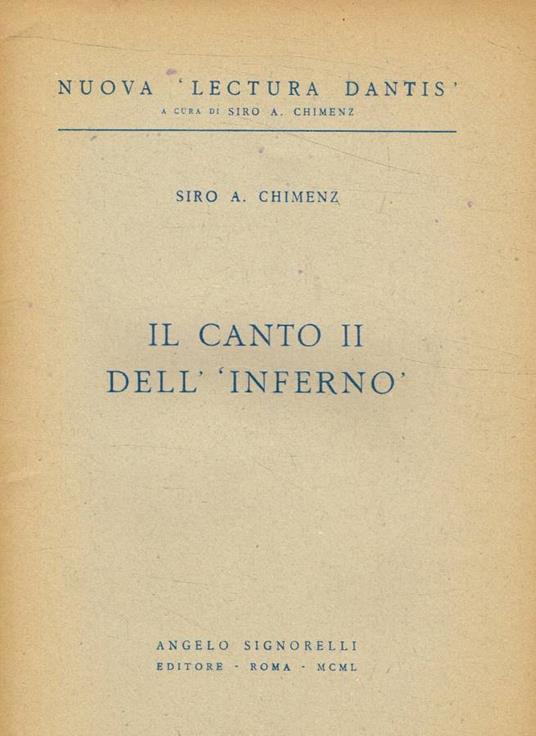 Il canto II dell'Inferno - copertina