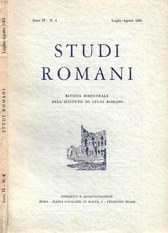 Studi Romani. N. 4, Luglio-Agosto 1961 - copertina