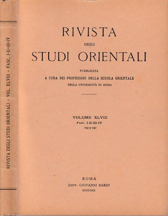 Rivista degli studi orientali anno 1973-1974, vol XLVIII, fasc I-II-III-IV - copertina