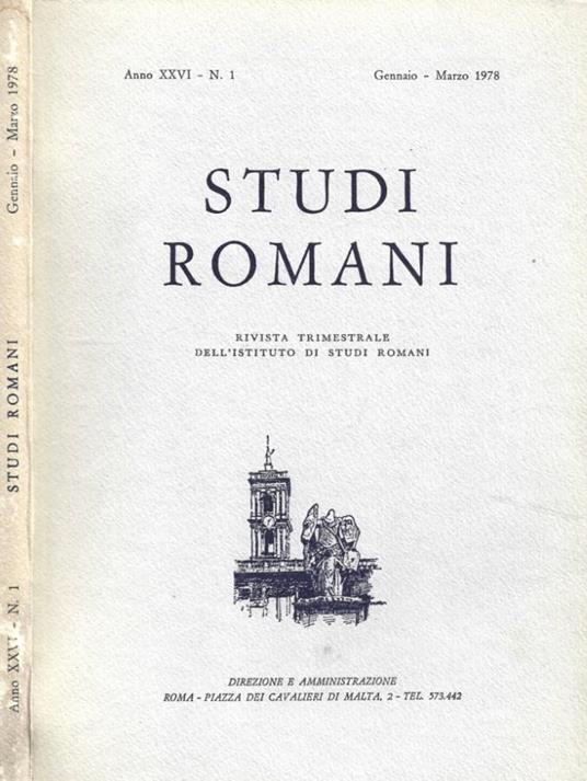 Studi Romani. N. 1, Gennaio-Marzo 1978 - copertina