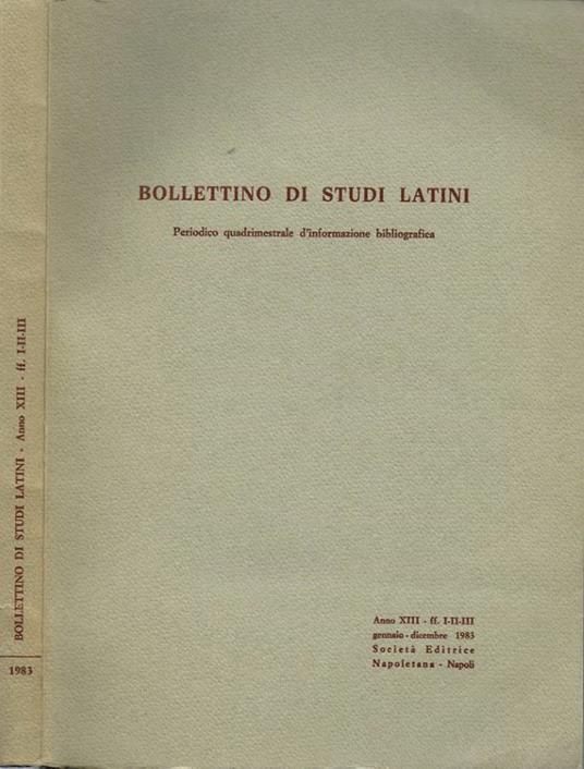 Bollettino di Studi Latini - copertina