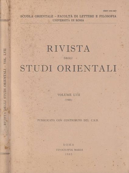 Rivista degli studi orientali anno 1983, vol LVII - copertina