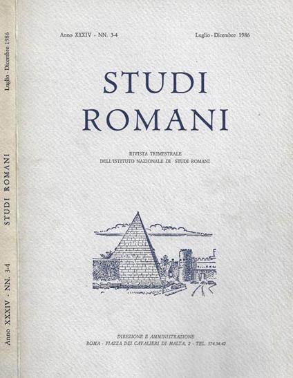Studi Romani. N. 3-4, Luglio-Dicembre 1986 - copertina