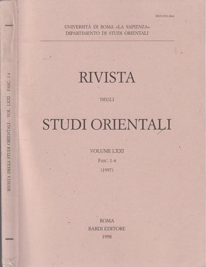 Rivista degli studi orientali anno 1997, vol LXXI, fasc 1-4 - copertina