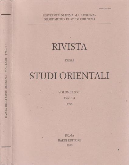Rivista degli studi orientali vol LXXII, fasc 1-4, 1998 - copertina